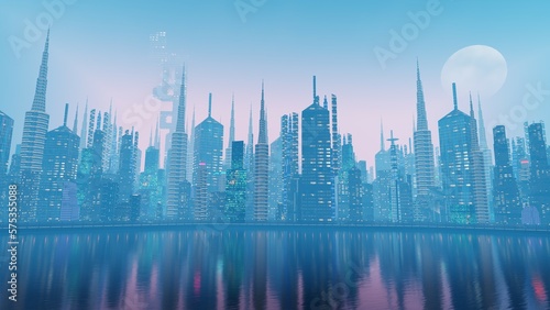 3D illustration of a big city. © Adis