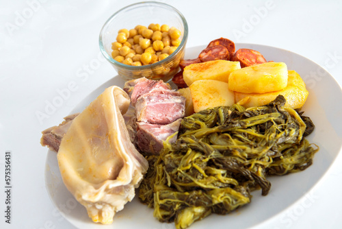 Dish with the ingredients of a typical Galician stew photo