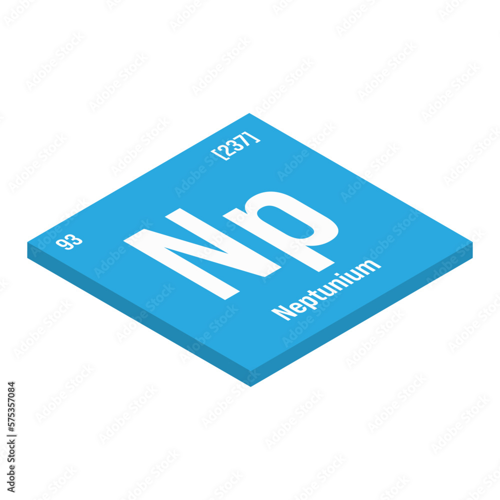 Neptunium, Np, periodic table element with name, symbol, atomic number and weight. Synthetic radioactive element with potential uses in scientific research and nuclear power. Neptunium, Np, periodic table element with name, symbol, atomic number and weight. Synthetic radioactive element with potential uses in scientific research and nuclear power.