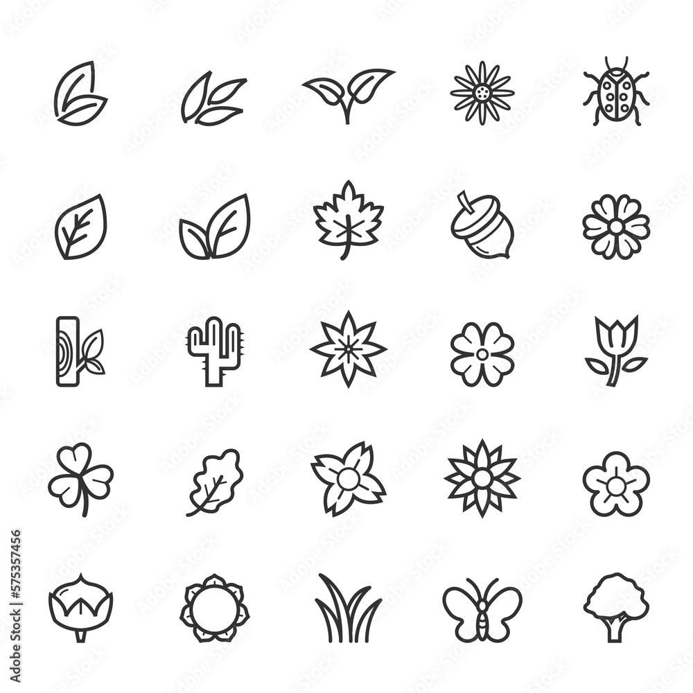 Set of Outline Stroke Natural Icons Set of Outline Stroke Natural Icons