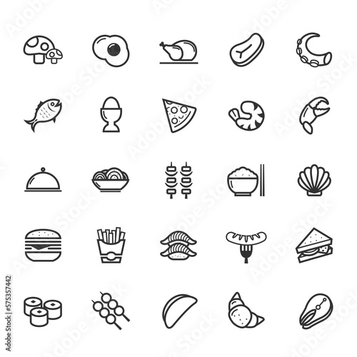 Set of Outline stroke Food icon