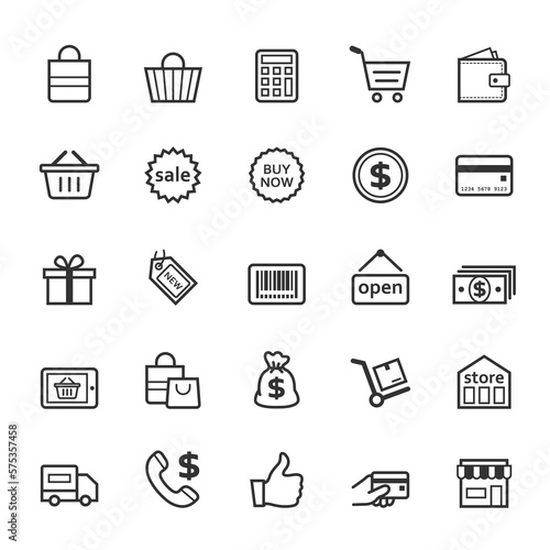 Set of Outline stroke Shopping icon