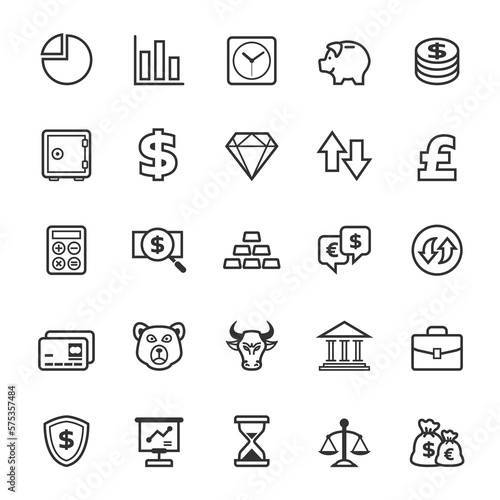 Set of Outline stroke Finance and Stock icon