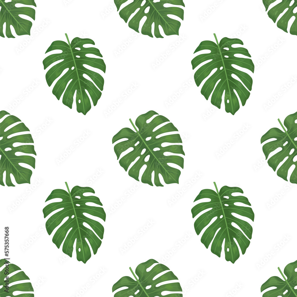 Obraz premium vector graphic seamless pattern with tropical leaves