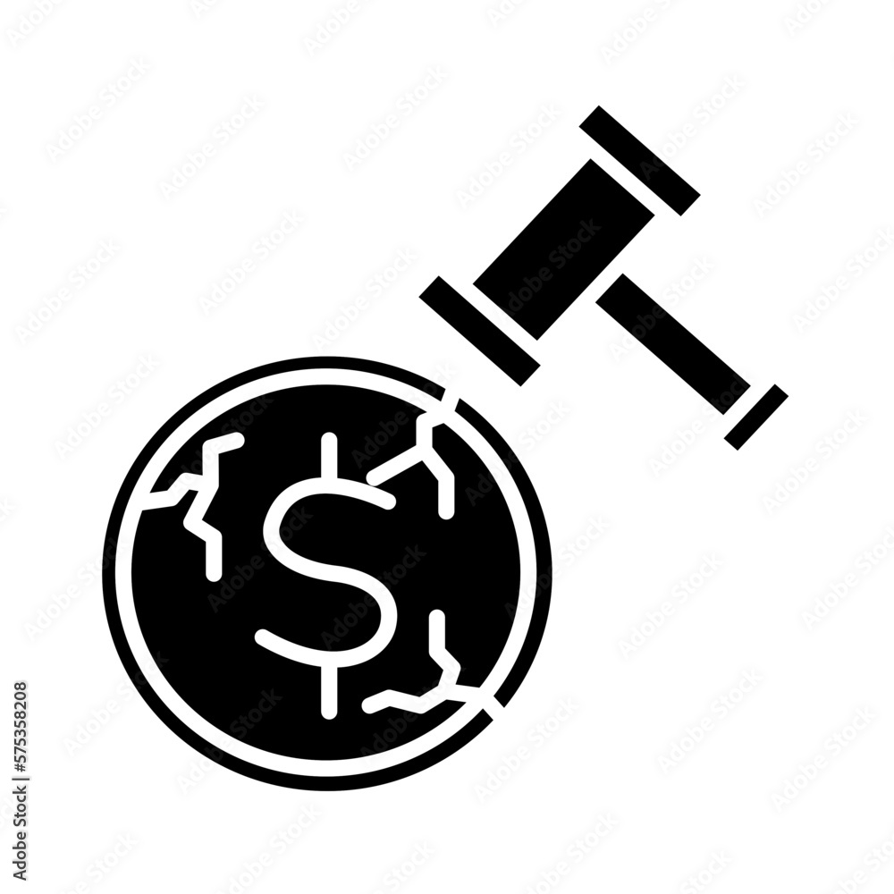 Solid BANKRUPTCY design vector icon