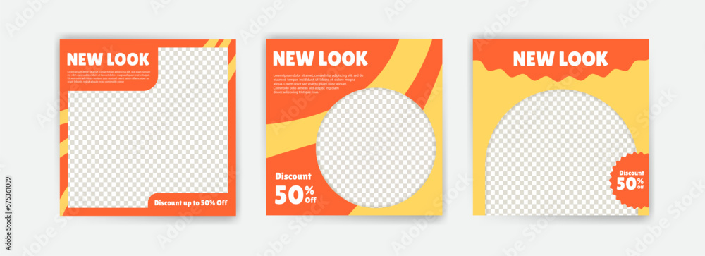 Social media post banner templates for promoting content. Suitable for advertising fashion, food, and other products Social media post banner templates for promoting content. Suitable for advertising fashion, food, and other products