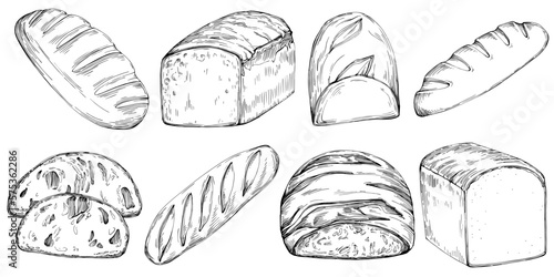 Bread vector hand drawn illustration in vintage and retro graphic style. The best for design logo, menu, label, icon, stamp.