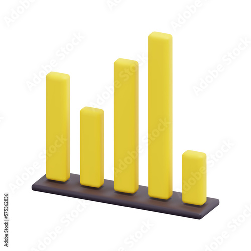 3d bar chart icon vector. Isolated on white background. 3d economy concept. Goal for business, bank, finance, investment and money. Cartoon minimal style. 3d icon vector render illustration.