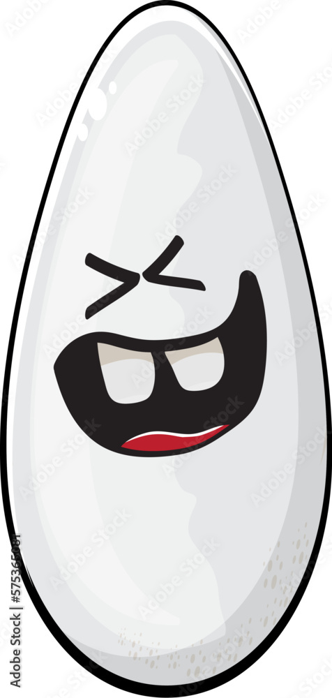 Rice character. Cartoon rice grain characters isolated on white background. Funky rice character with eyes and mouth. Vector white rice clip art, emoji, label and sticker Rice character. Cartoon rice grain characters isolated on white background. Funky rice character with eyes and mouth. Vector white rice clip art, emoji, label and sticker