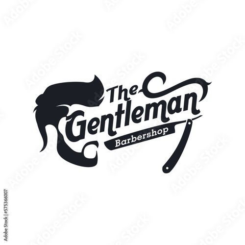Gentleman vintage barber shop logo
