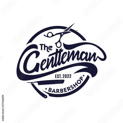 Gentleman vintage barber shop logo