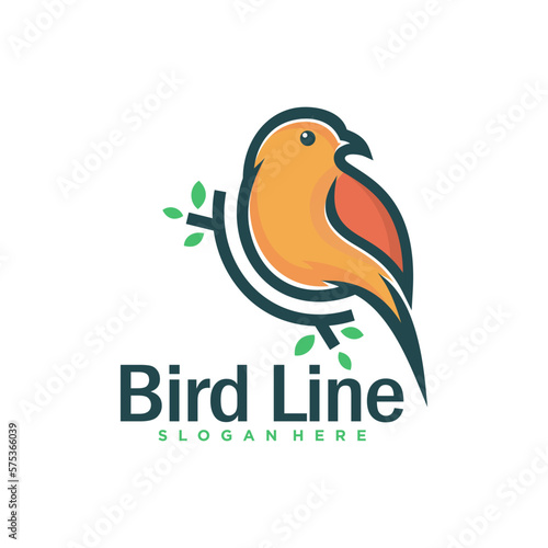 simple wild bird line logo design