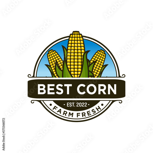vintage corn organic agriculture logo