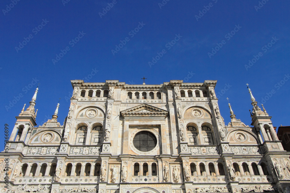 beautiful facade of Certosa di Pavia in Italy 