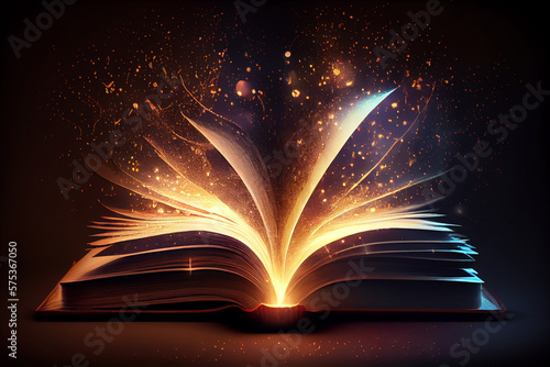 open book with glowing lights