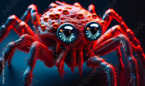 Portrait look close view red crab spider