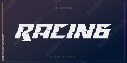 Racing editable alphabet. Speed sport font, automotive type for modern dynamic logo, headline, auto car branding and merchandise, typography. Wide bold italic letters, vector typographic design