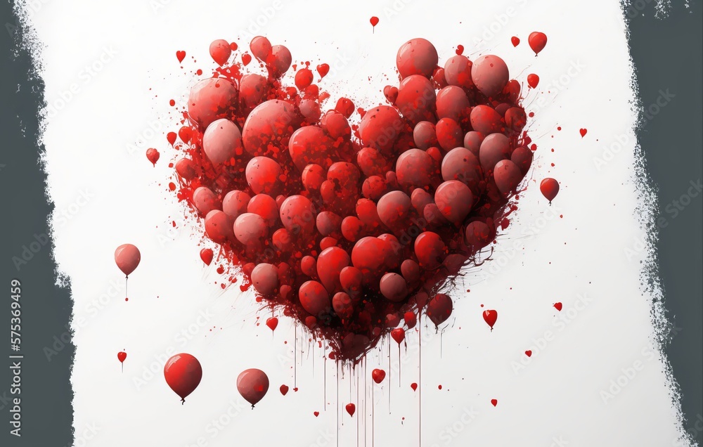Red heart balloons, isolated on white background, generative AI
