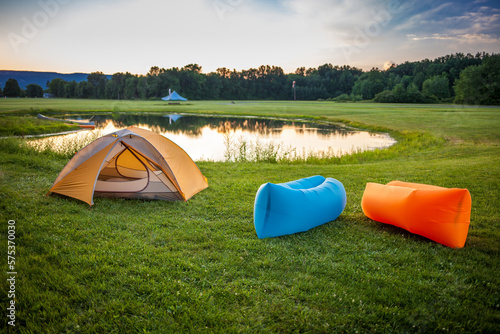 Inflatable sofas out in the wild camping photo