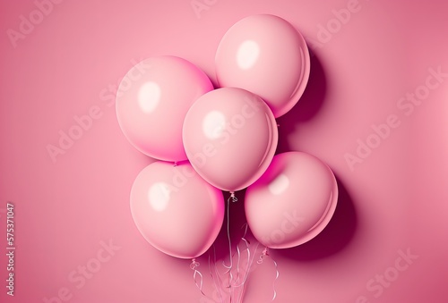pastel pink balloons isolated on pastel background, generative ai