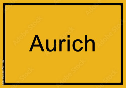 Typical german yellow city sign Aurich