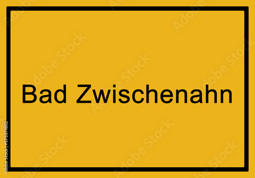 Typical german yellow city sign Bad Zwischenahn