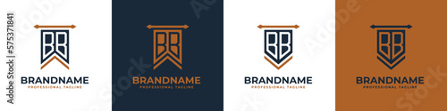Letter BB Pennant Flag Logo Set, Represent Victory. Suitable for any business with B or BB initials.