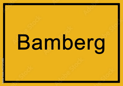 Typical german yellow city sign Bamberg