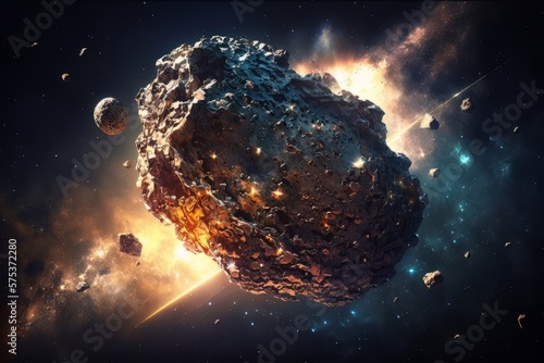 Asteroid, Meteor Impact, space. Generative AI Technology