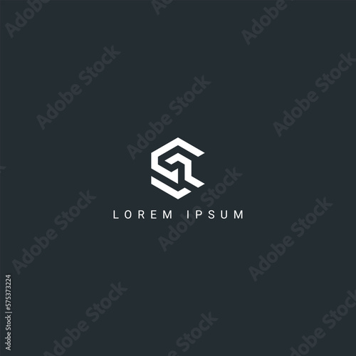 Abstract CR RC letter simple style logo design vector template.
