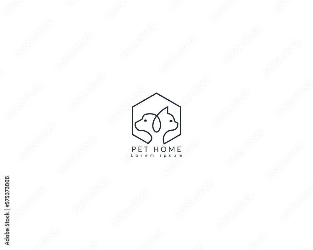 Dog and cat house home logo design template, pet love logo design suitable for pet shop, store, caffe, business, hotel, veterinary clinic, Domestic animal vector illustration logotype, sign, symbol Dog and cat house home logo design template, pet love logo design suitable for pet shop, store, caffe, business, hotel, veterinary clinic, Domestic animal vector illustration logotype, sign, symbol