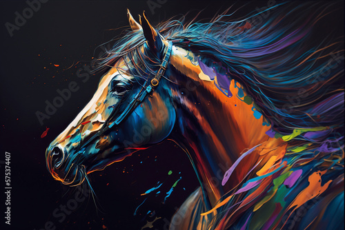 Koń malowany abstrakcyjny obraz #575374407