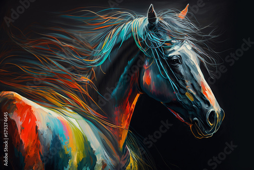 Koń malowany abstrakcyjny obraz #575374645