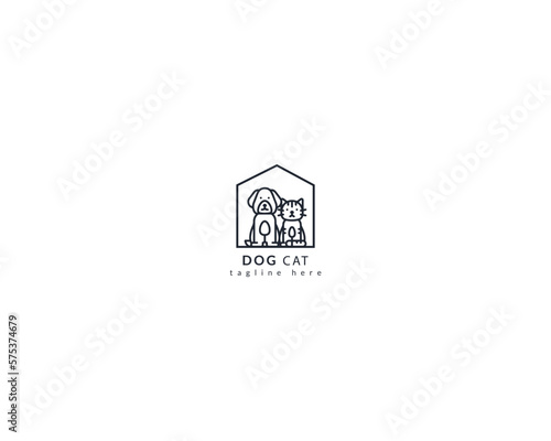 Dog and cat house logo design template vector, pet logo design suitable for pet shop, store, cafe, business, hotel, veterinary clinic, Domestic animals vector illustration logotype,sign and symbol