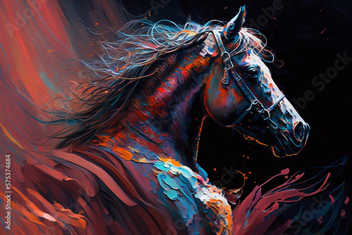 Koń malowany abstrakcyjny obraz