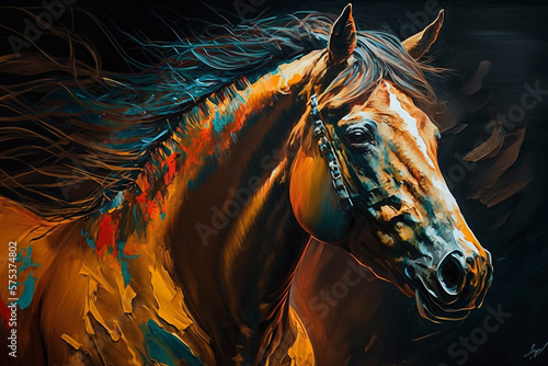 Koń malowany abstrakcyjny obraz #575374802
