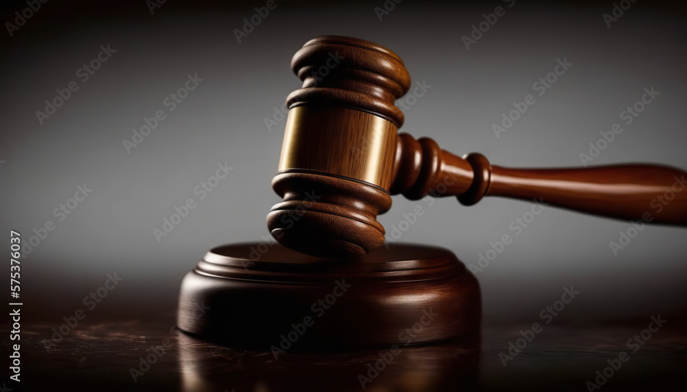 Judge gavel on dark background. Based on Generative AI Judge gavel on dark background. Based on Generative AI