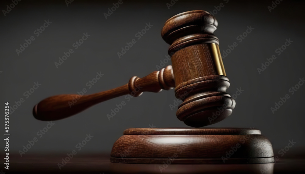 Judge gavel on dark background. Based on Generative AI Judge gavel on dark background. Based on Generative AI