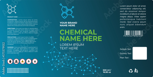 Chemical Label Design, Chemical Product, Hazardous Product Label Design, Cleaner Packaging, Cosmetic Packaging and Pharmaceutical Label Design Illustration Vector Template