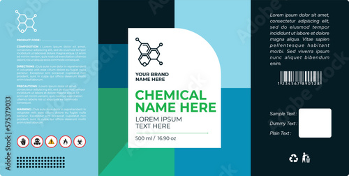 Chemical Label Design, Chemical Product, Hazardous Product Label Design, Cleaner Packaging, Cosmetic Packaging and Pharmaceutical Label Design Illustration Vector Template Design