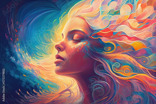 Generative AI illustration of euphoria dreamy aura calming psychedelic spirituality illustration