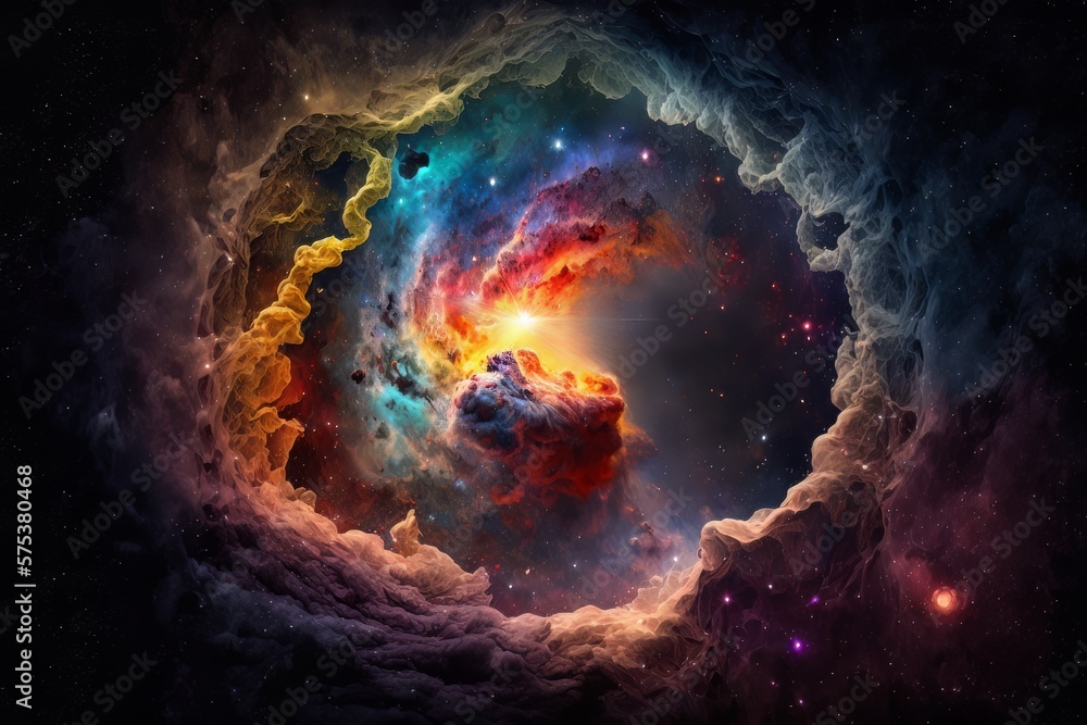 Colored Galaxy, Futuristic cosmos design, stars in space. Generative AI Technology Colored Galaxy, Futuristic cosmos design, stars in space. Generative AI Technology