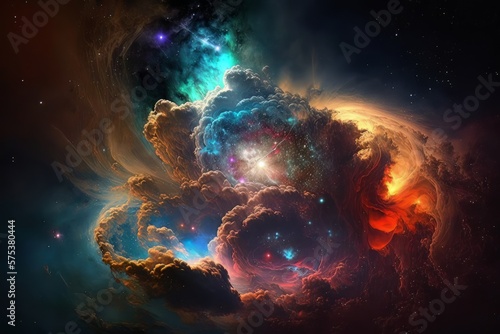 Colored Galaxy, Futuristic cosmos design, stars in space. Generative AI Technology
