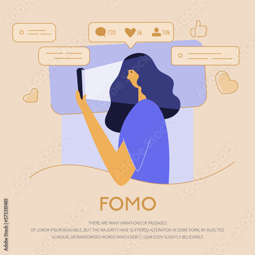 The woman has phone addiction, FOMO, device bad habit. She lies in bed, fall asleep and looks in smartphone, chatting in virtual social network or play a game. She SAVE YOURSELF, will be free.