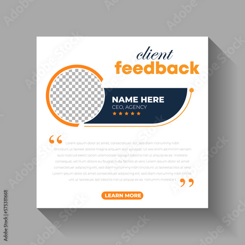 Customer feedback testimonial creative Instagram Post and social media banner design or square flyer template	
