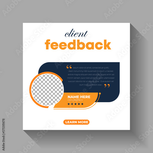 Customer feedback testimonial creative Instagram Post and social media banner design or square flyer template	
