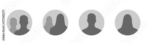 Default anonymous user portrait vector illustrations set