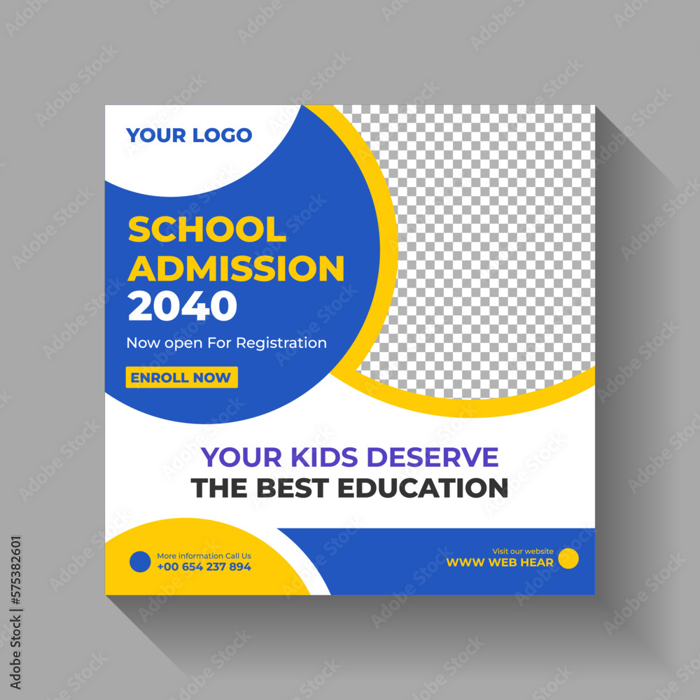 School admission creative social media post and web banner design
