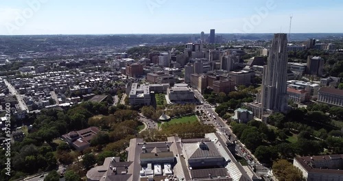 Cityscape of Pittsburgh, Pennsylvania, United States. Carnegie Museum of Natural History, Cathedral of Learning and Hillman Library in Background photo