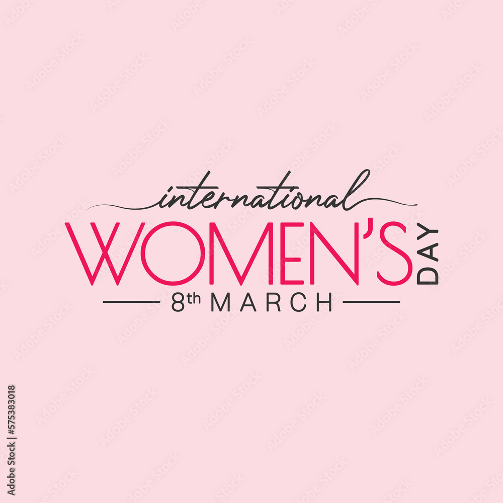 International Women's Day with 8 March Text Typography isolated on pink background